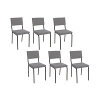 Kit 6 Cadeiras de Cozinha Zaria 2C128 6 Un Preto Fosco/Cinza A050 Suede Suede - Kappesberg