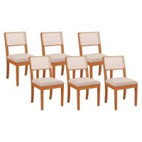 Kit 6 Cadeiras Sala Jantar Lola 6 Un Carvalho/Boucle Bege/Tela Bege - Kappesberg