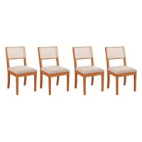 Kit 4 Cadeiras Sala Jantar Lola 4 Un Carvalho/Boucle Bege/Tela Bege - Kappesberg