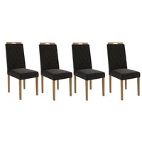 Kit 4 Cadeiras Sala Jantar 2CAD152EA 4 Un Eucalipto/Suede Preto A038 - Kappesberg
