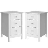 Kit 02 Mesas De Cabeceira 3 Gavetas 36 cm DM113 Branco Dtall