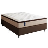 Cama Box Casal Queen Colchão Gazin Molas PowerBlue 158x198x65cm Marrom/Bege - 200 Kg Por Pessoa