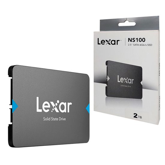 SSD 2TB Lexar NS100, SATA III (6Gb/s), Leitura 550MB/s, 2.5" - LNS100-2TRBNA