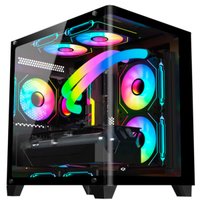 Gabinete Gamer Aquario, Hayom, GB1798, 4x Fans RGB, Vidro Temperado, Micro-ATX, Mini-ITX - Preto