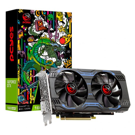 Placa de Vídeo  GTX 1660 Super, PCYes GeForce 6GB GDDR6, 192 Bits - PA1660S6GR6DF - Graffiti Series
