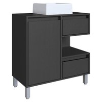Gabinete 80 cm Cuba Branca BL2001 Grafite FAEM