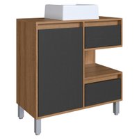 Gabinete 80 cm Cuba Branca BL2001 Mell Grafite FAEM