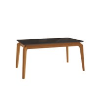 Mesa de Jantar  160cm Kappesberg em Madeira Maciça com Tampo de Vidro Preto Fosco