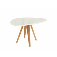 Mesa de Jantar Kappesberg Em  Madeira Maciça c/ Tampo de Vidro Off White 135cm
