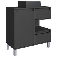 Gabinete Suspenso 80 cm Cuba Preta BL2001 Grafite FAEM