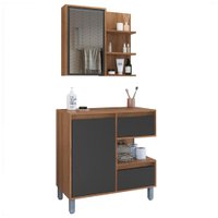 Gabinete 80 cm e Espelheira CJ2001 Mell Grafite FAEM