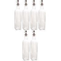 Kit 6 Garrafas Porta Azeite 510ml Vidro Bico Dosador Frasco Transparente para Vinagre Lyor