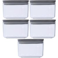 Kit 5 Portes Herméticos 500ml Plástico Quadrado Chumbo Plasvale Mantimentos