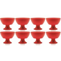 Kit 8 Taças Para Sobremesas Lunas 300ml Potes Pratos Vermelhos Ou Martiplast