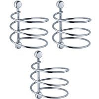 Kit 3 Porta Secador de Cabelo Janine Schmitt Espiral Suportes de Parede Cromado