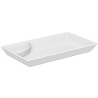 Kit 48 Pratos Sushi Branco Plástico com Molheiras Porta Shoyu Coza Travessa Retangular 