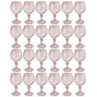 Conjunto 24 Taças Plásticas Rosa 350ml Mesa Posta Eventos Água Drinks Suco Uz