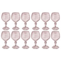 Jogo 12 Taças de Plástico para Água Suco Drinks Bebidas 350ml UZ Rosa Transparente