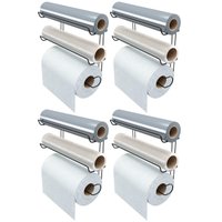 Kit 4 Suportes Pretos 25x9cm Rolos Porta Papel Toalha Alumínio PVC Plástico Filme de Parede Stolf 