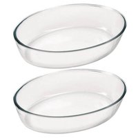 Kit 2 Assadeiras 2,4L Travessas Formas Médias de Vidro Temperado Oval Marinex