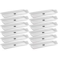 Kit 12 Bandejas Plásticas 38x16cm Branco Uz Servir Refeitório Restaurante