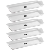Kit 5 Bandejas Plásticas 38x16cm Brancas Slim Decorativa Uz Servir Organizar