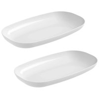 Kit 2 Travessas para Servir 38x21cm Petiscos Sushi Doces Bandeja Plástica Branca Coza
