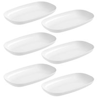 Kit 6 Travessas Plásticas para Servir Sushi Petiscos Doces Salada Branca Uno Coza