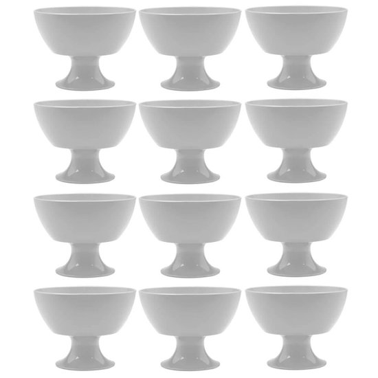 Kit 12 Taças para Sobremesa 300ml Luna Pote para Doces Sorvetes Açaí Branco Ou