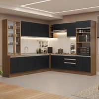 Armário de Cozinha Completa 549cm Rustic/Preto Glamy Madesa 01