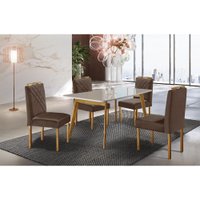 Conjunto Sala de Jantar 4 Lugares Slim Mesa e Cadeiras Madeira Maci&ccedil;a M&oacute;veis Mundial