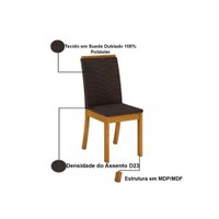 Conjunto: Mesa Sala Jantar Orus Tampo Madeirado c/ Vidro 120x80cm e 4 Cadeiras Isa Nature/Suede Light Bege - Henn