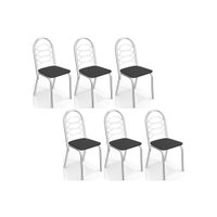 Kit 6 Cadeiras de Cozinha Holanda C009 6 Un Cromada/Preto 110 - Kappesberg