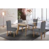Conjunto Sala de Jantar com 4 Lugares Slim Mesa e Cadeiras Madeira Maci&ccedil;a M&oacute;veis Mundial