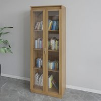 Armário para Escritório 2 Portas 4 Prateleiras com Vidro Me4189 Amêndoa - Tecno Mobili