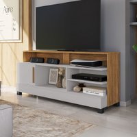 Rack para TV Até 50 Polegadas Taipu 1 Porta Off White/Cinamomo - Móveis Bechara