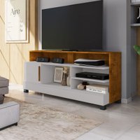 Rack para TV Até 50 Polegadas Taipu 1 Porta Off White/Naturalle - Móveis Bechara