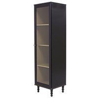 Cristaleira 1 Porta Vidro Pés Madeira 151x40 cm E963 Preto Dtall
