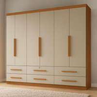Guarda Roupas Casal 6 Portas 6 Gavetas Maximus Madeirado / Areia Zanzini