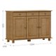 Balcao Madeira Maciça 3 Portas 3 Gavetas 129 cm 8927 Freijo Milani Store
