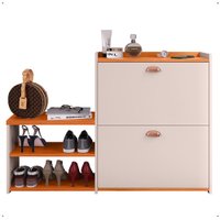 Sapateira Vertical Milano 2 Gavetas Basculantes Hall Entrada Canto Quarto Retrô - RPM - Branco Madeirado