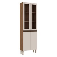 Armário de Cozinha Paneleiro 4 Portas Vidro Ébano Fosco Off White Fosco
