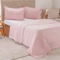 Kit Colcha Queen Santorini New 240x260cm Rosa Glace