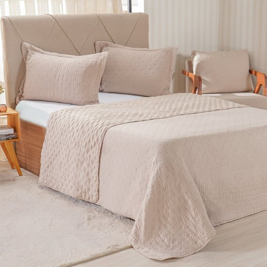 Kit Colcha Queen Santorini New 240x260cm Biscuit