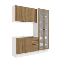 Cozinha Compacta Celeste Kappesberg 100% MDF Branco/Nogueira 192cm