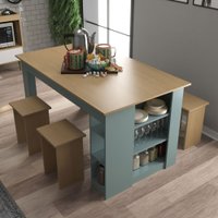 Mesa de Jantar Com 4 Lugares Esmeralda Nogal/Grey - Deibe Móveis