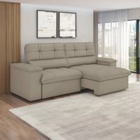 Sofá Retrátil e Reclinável Veludo Londres 2,10 Castor Luizzi