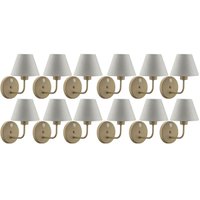 12 Arandelas Douradas Cúpulas Tecido com Interruptor Alumínio Parede Abajur Quarto