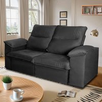 Sofá Retrátil Reclinável America 1,80m Suede Preto