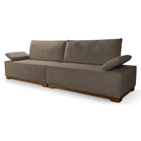 Sofá Living Braço Articulado Deluxe 2,00m Bouclê Marrom